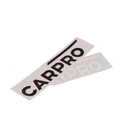 Juego de 2 pegatinas CarPro, una blanca y otra negra.