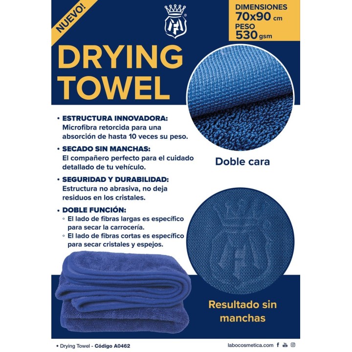 Labocosmetica DRYING TOWEL Toalla de secado de microfibras 90x70 cm 530 GSM