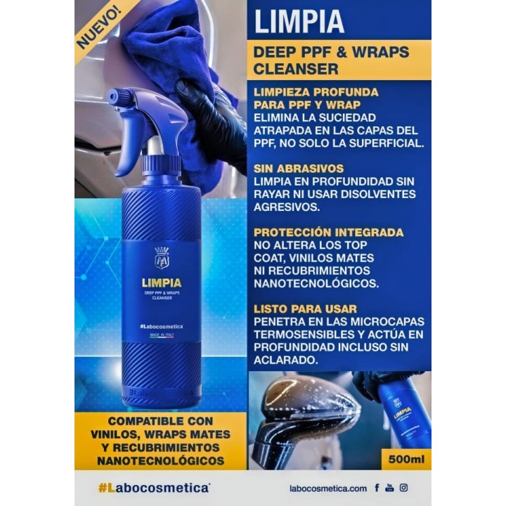 Labocosmetica LIMPIA Limpiador Para PPF y Vinilos 500 mL